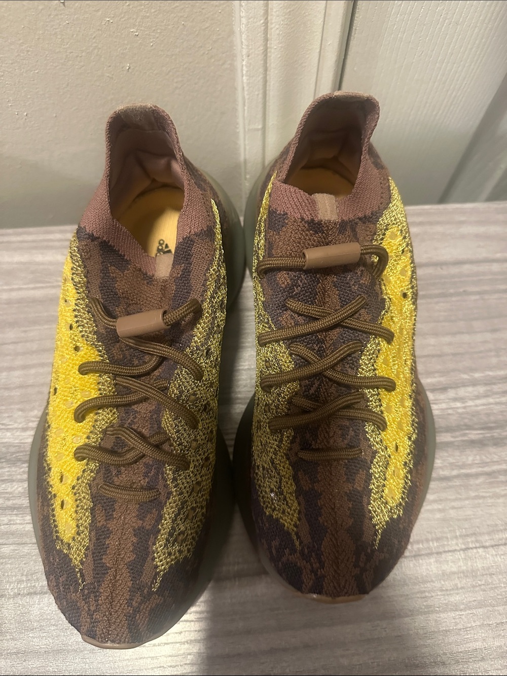 Yeezy Knit Sneakers in Brown and Yellow
